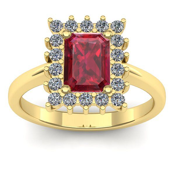 Inel logodna cu rubin dreptunghiular