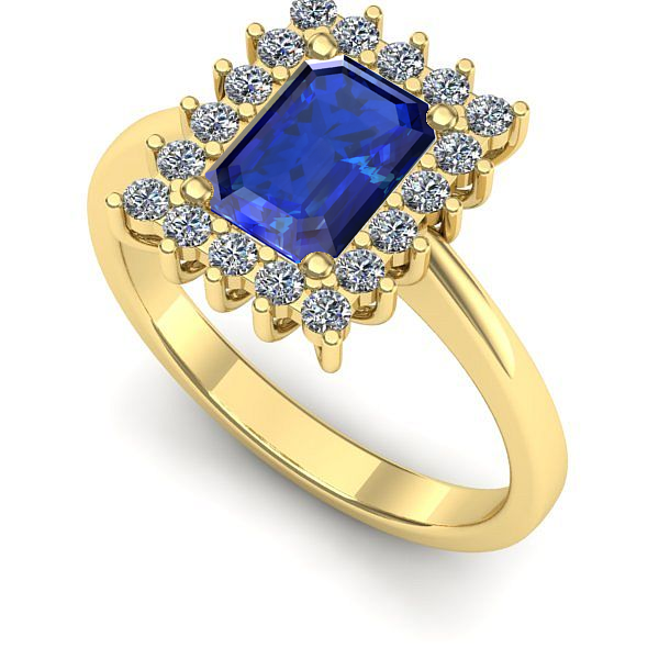 Inel logodna din aur galben cu safir