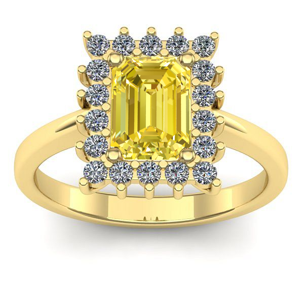 Inel cu safir galben dreptunghiular