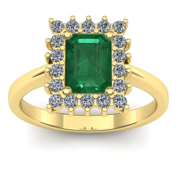 Inel logodna cu smarald dreptunghiular