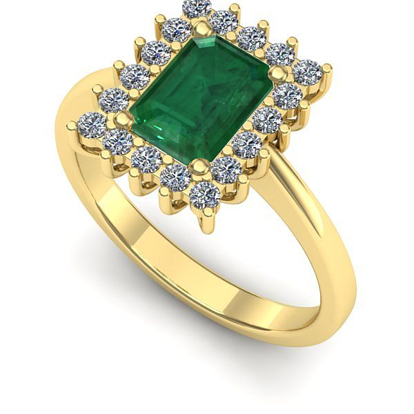 Inel logodna din aur galben cu smarald