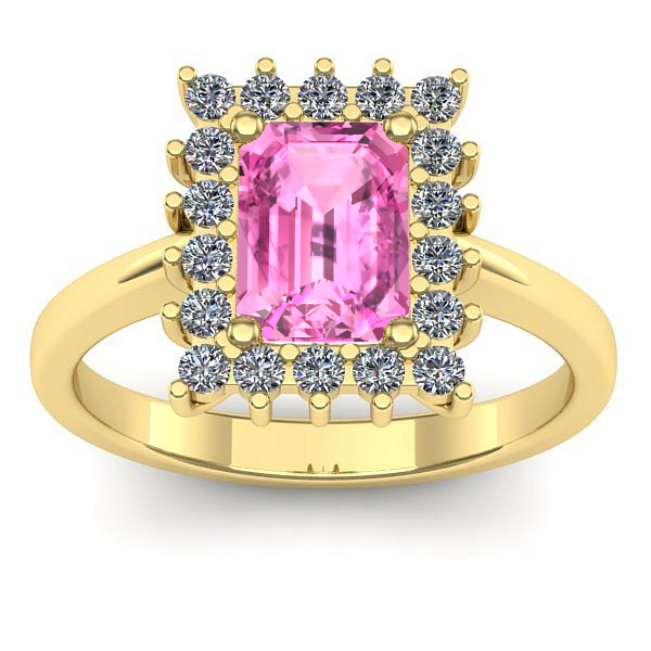 Inel de logodna cu safir roz dreptunghiular