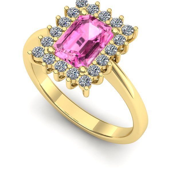 Inel din aur galben cu safir roz