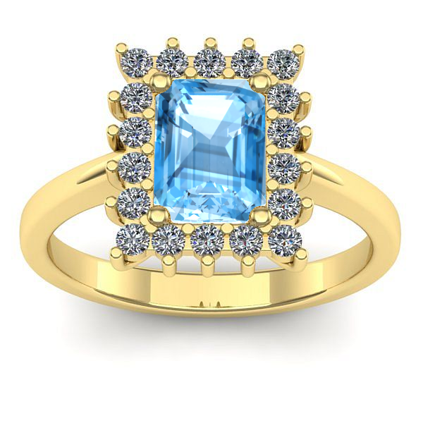 Inel cu topaz blue dreptunghiular