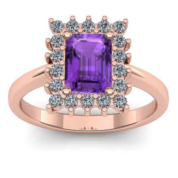 Inel logodna cu ametist dreptunghiular