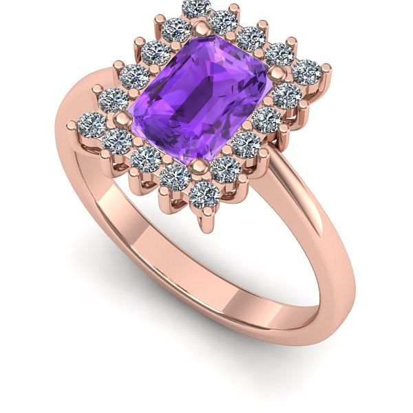 Inel din aur roz cu ametist