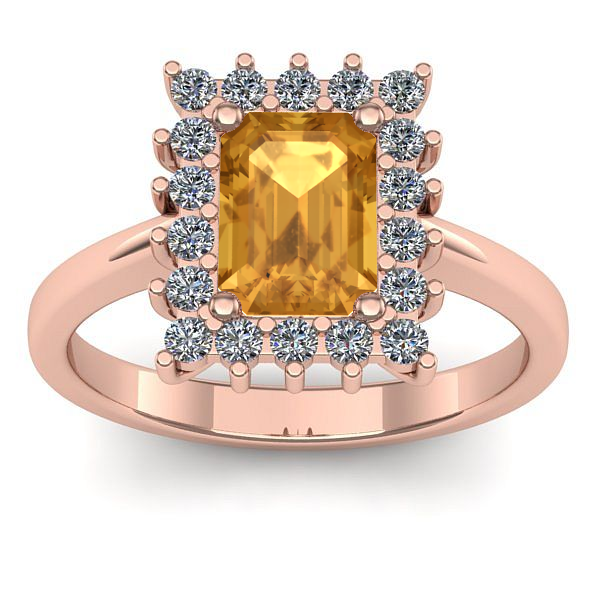 Inel de logodna cu citrin dreptunghiular