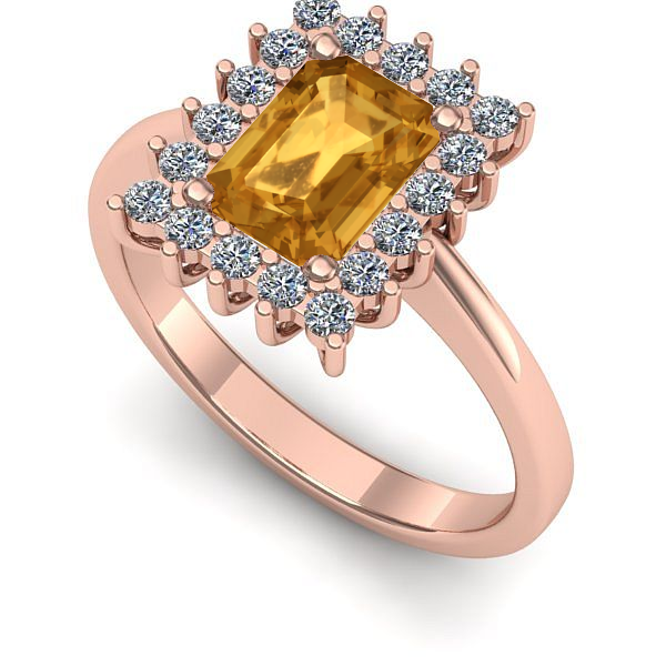 Inel de logodna din aur roz cu citrin