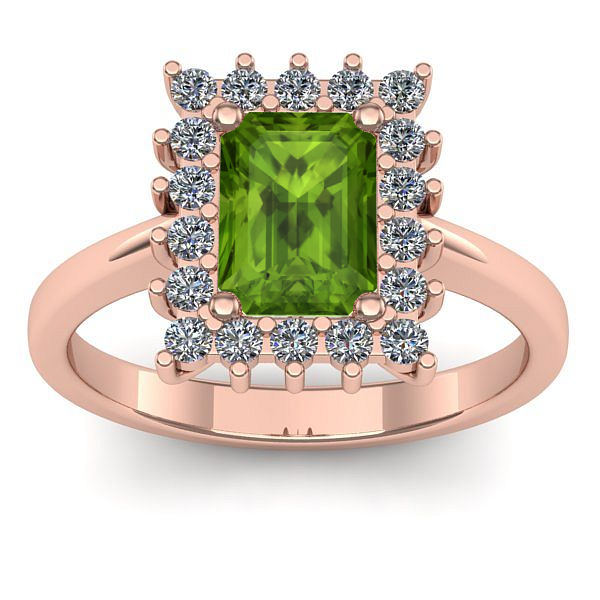 Inel de logodna cu peridot dreptunghiular