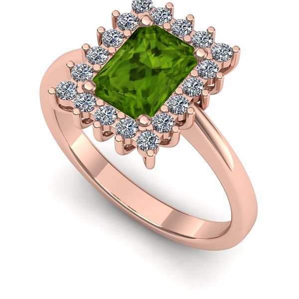 Inel din aur roz cu peridot