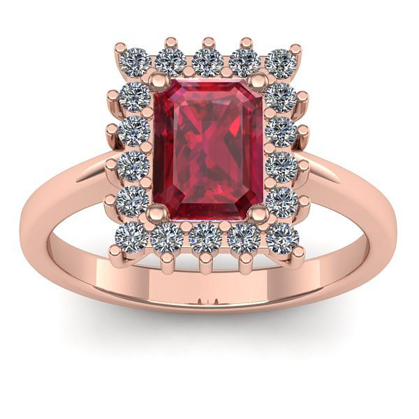 Inel de logodna cu rubin dreptunghiular