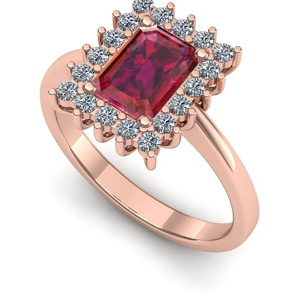 Inel logodna din aur roz cu rubin