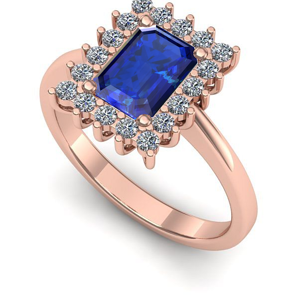 Inel logodna din aur roz cu safir