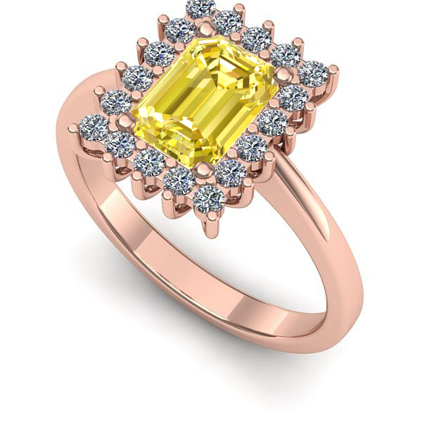 Inel logodna din aur roz cu safir galben