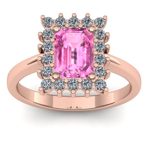 Inel cu safir roz dreptunghiular