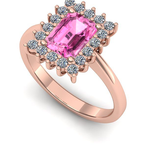 Inel de logodna din aur roz cu safir roz