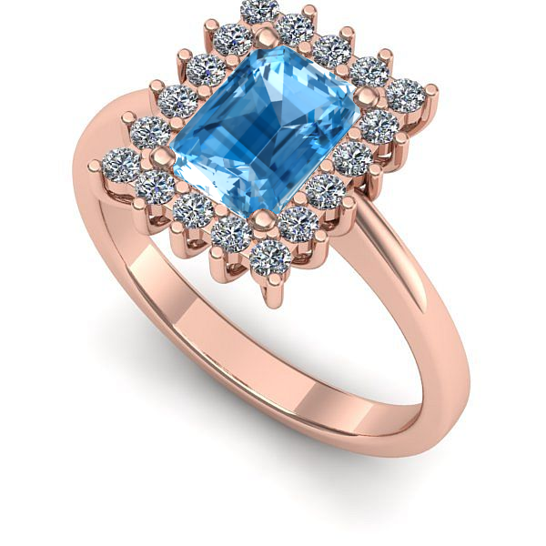 Inel din aur roz cu topaz blue