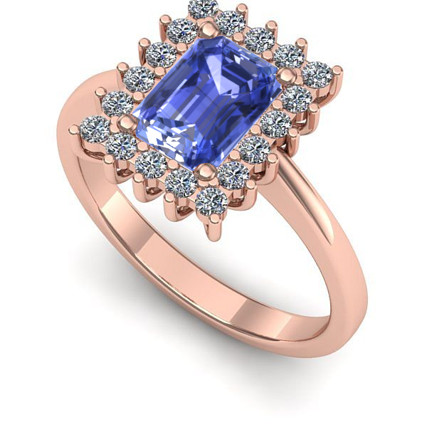 Inel din aur roz cu tanzanit