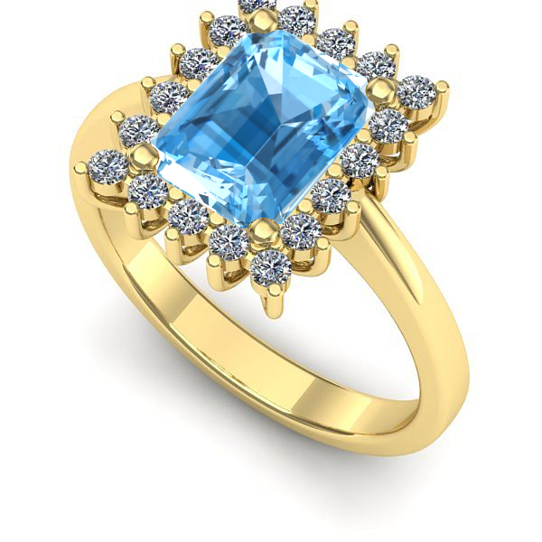 Inel din aur galben cu topaz blue