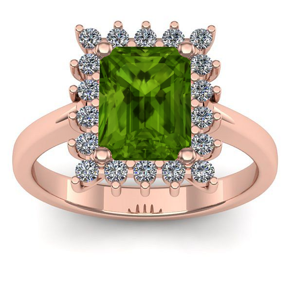 Inel cu peridot dreptunghiular