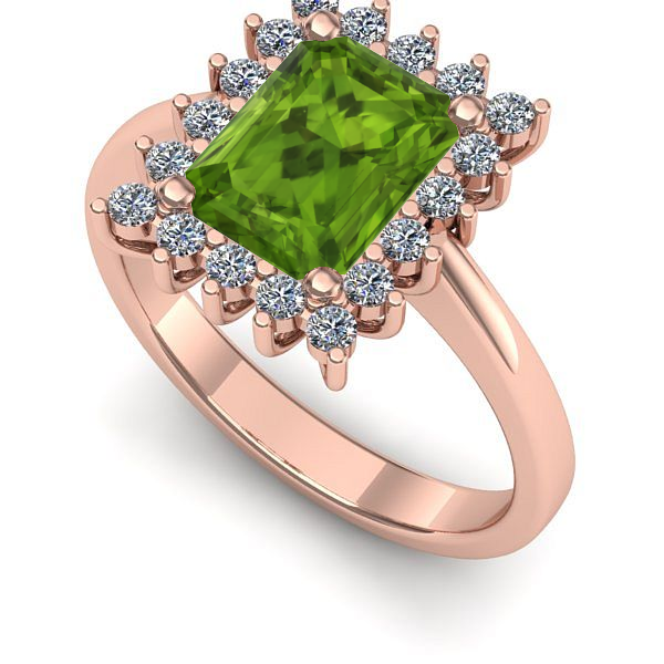 Inel de logodna din aur roz cu peridot