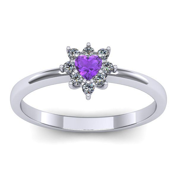 Inel logodna cu ametist inima