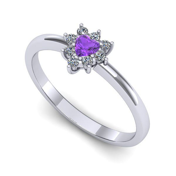 Inel de logodna din aur alb cu ametist