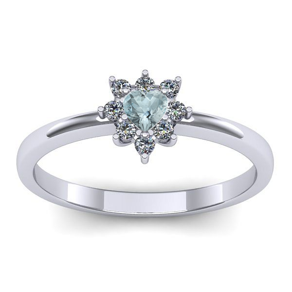 Inel logodna cu aquamarin inima