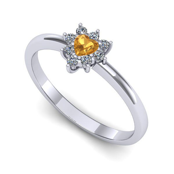 Inel de logodna din aur alb cu citrin