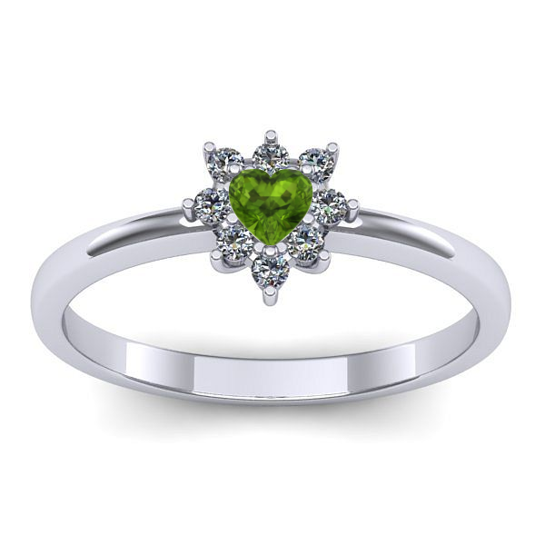 Inel de logodna cu peridot inima
