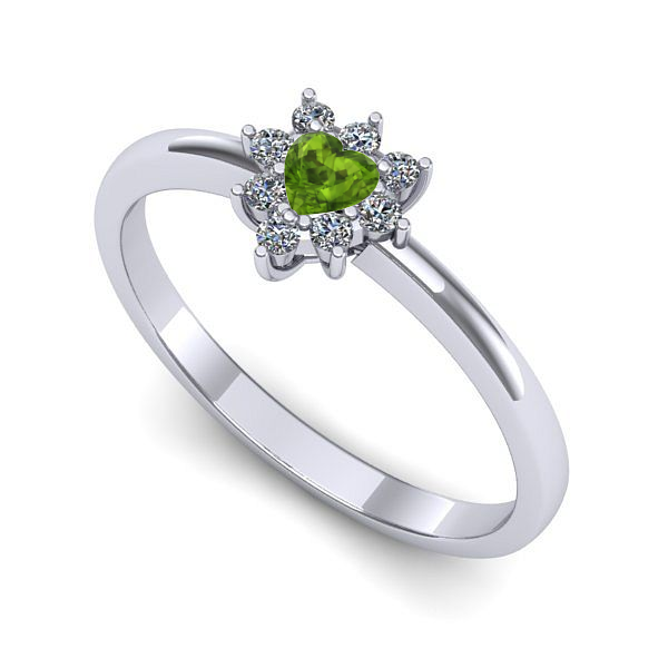 Inel din aur alb cu peridot