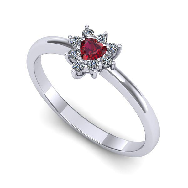 Inel din aur alb cu rubin