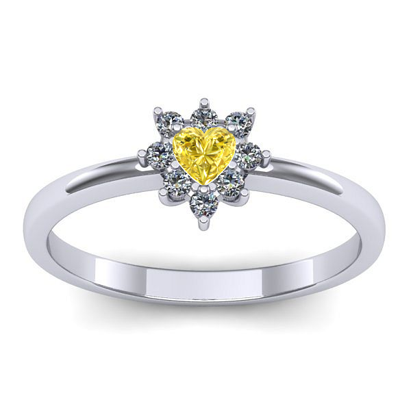 Inel logodna cu safir galben inima