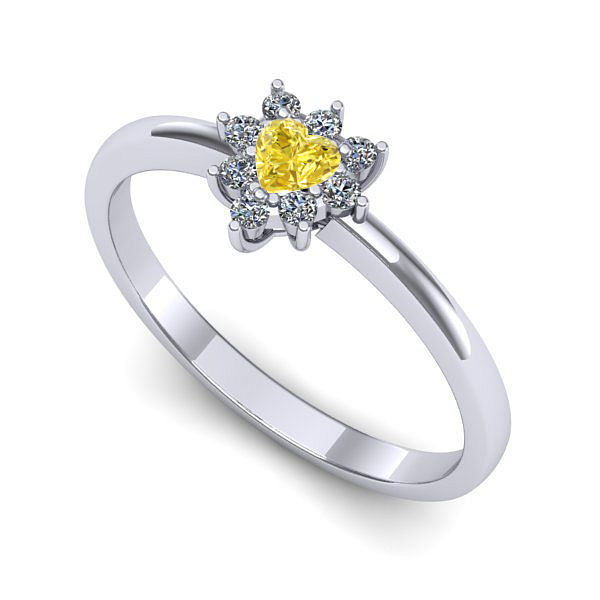 Inel din aur alb cu safir galben