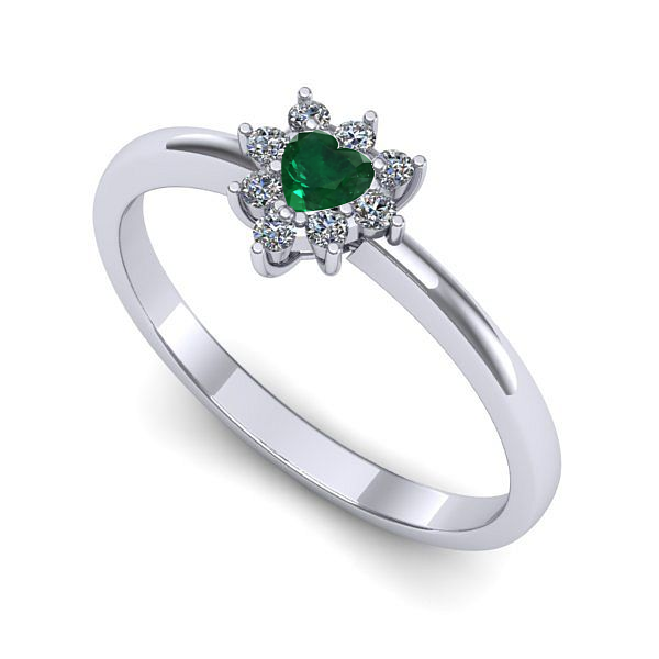 Inel din aur alb cu smarald