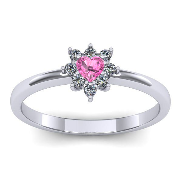 Inel logodna cu safir roz inima