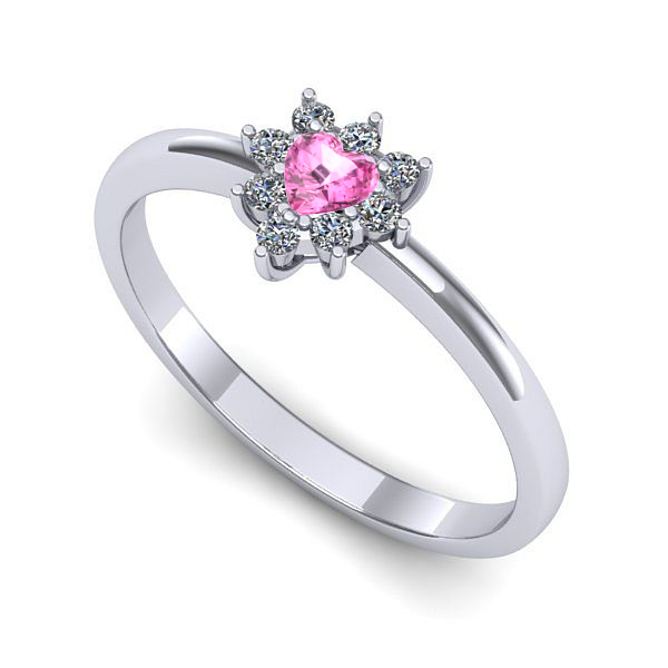 Inel logodna din aur alb cu safir roz