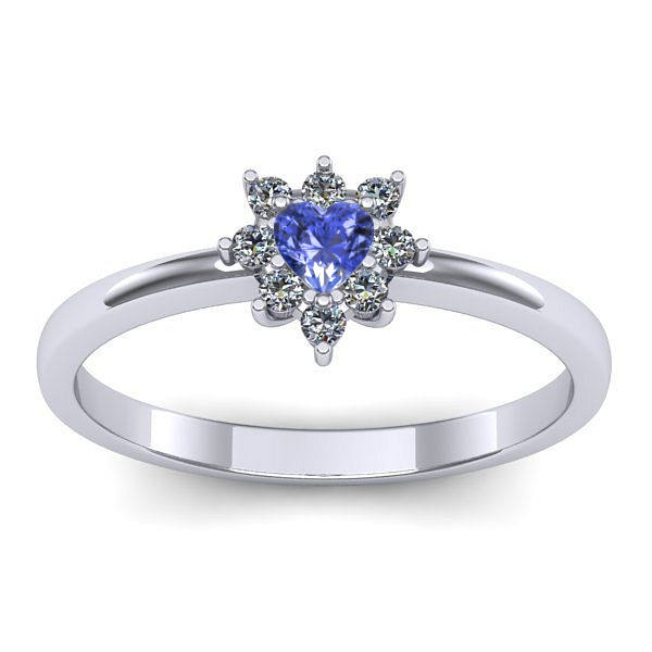 Inel de logodna cu tanzanit inima