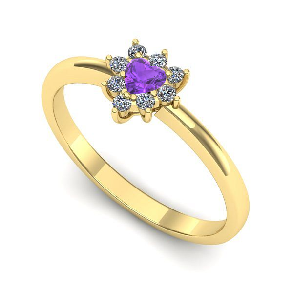 Inel din aur galben cu ametist