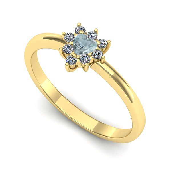 Inel logodna din aur galben cu aquamarin