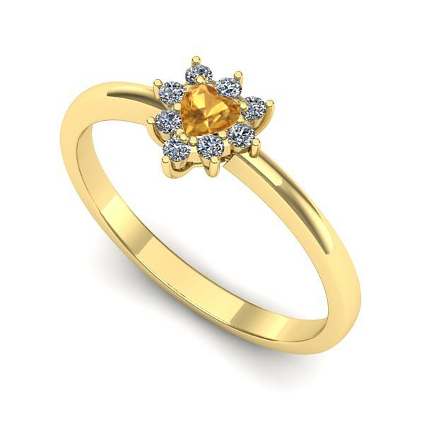 Inel logodna din aur galben cu citrin