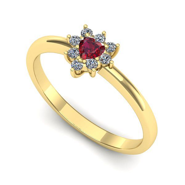 Inel logodna din aur galben cu rubin