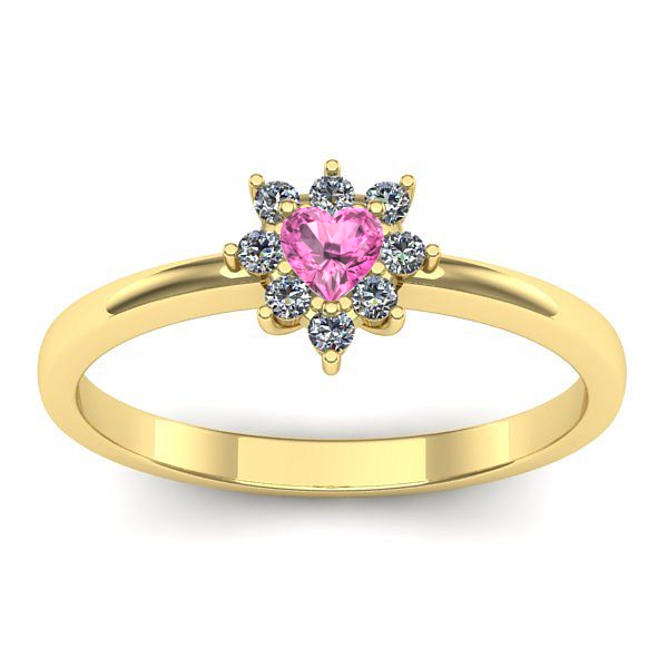 Inel cu safir roz inima