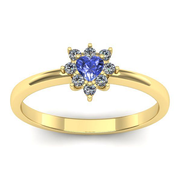 Inel logodna cu tanzanit inima