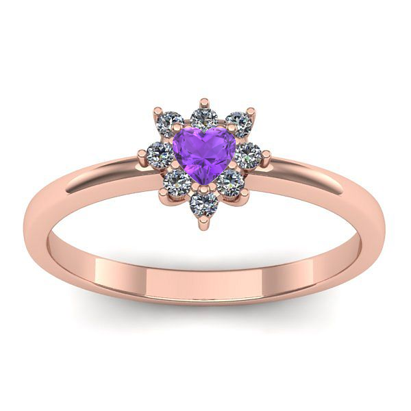 Inel cu ametist inima