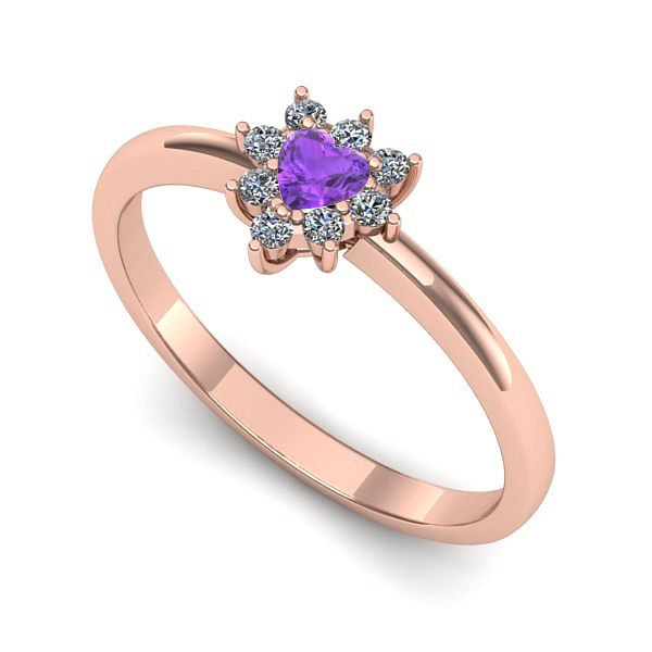 Inel logodna din aur roz cu ametist