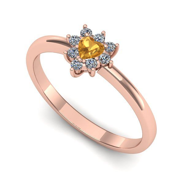 Inel logodna din aur roz cu citrin
