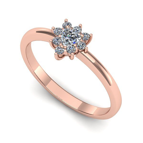 Inel din aur roz cu diamant