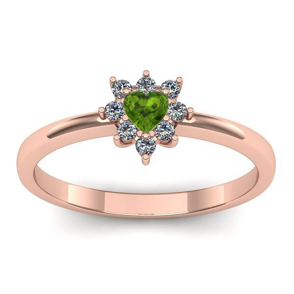 Inel de logodna cu peridot inima