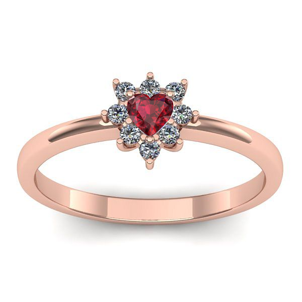 Inel de logodna cu rubin inima